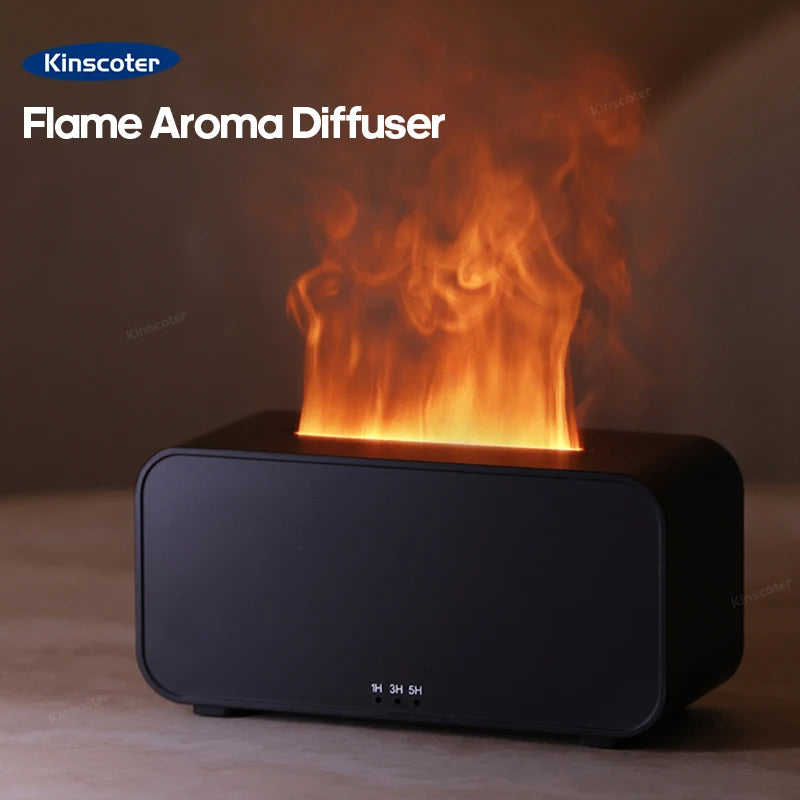 Diffuseur d’Ambiance 3-en-1 : Flamme LED, Humidificateur & Aromathérapie