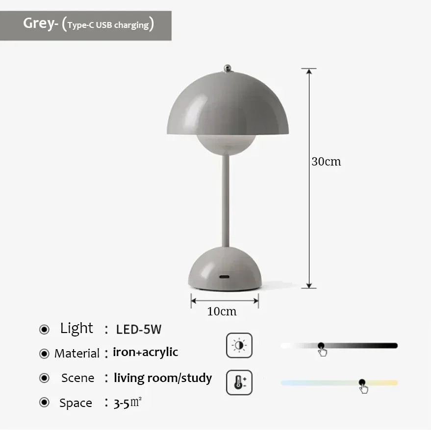 Rechargeable LED Mushroom Lamp – Soft Lighting &amp; Elegant Design for a Soothing Ambiance