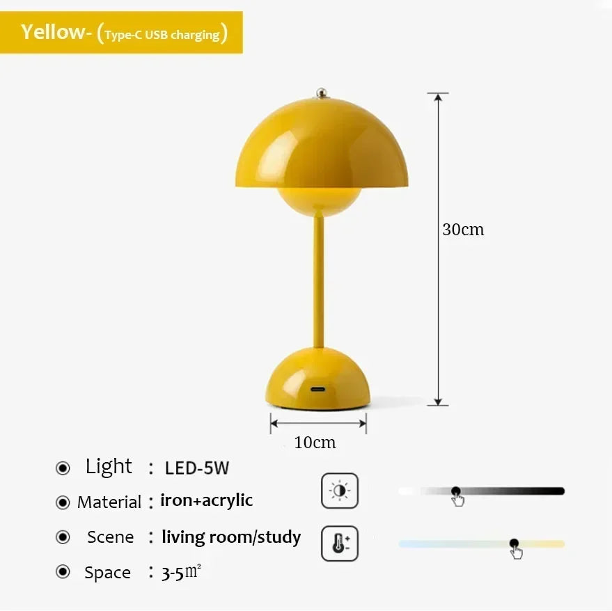 Rechargeable LED Mushroom Lamp – Soft Lighting &amp; Elegant Design for a Soothing Ambiance