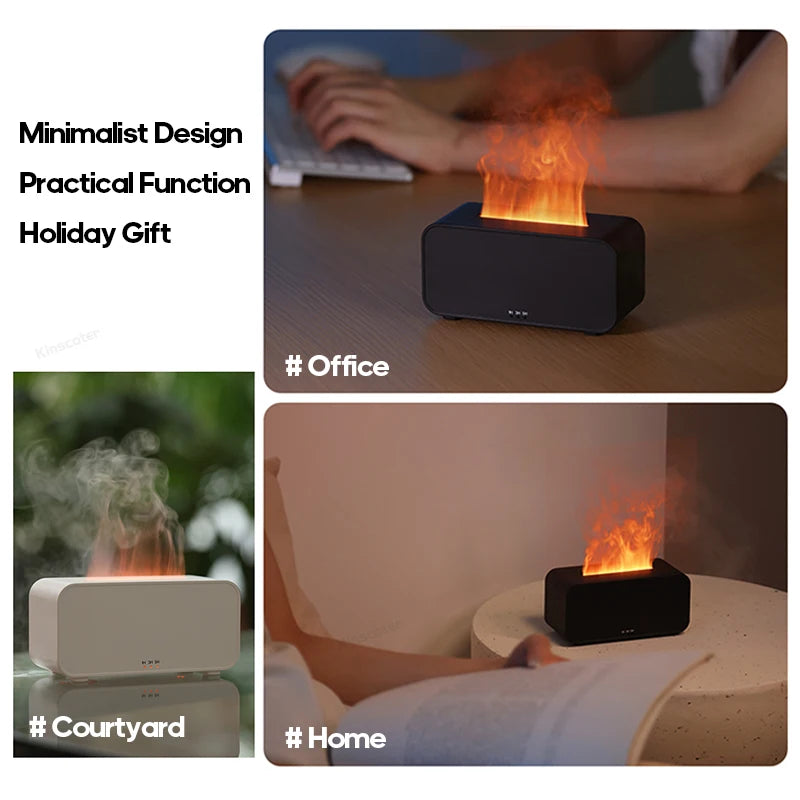 3-in-1 Ambiance Diffuser: LED Flame, Humidifier &amp; Aromatherapy